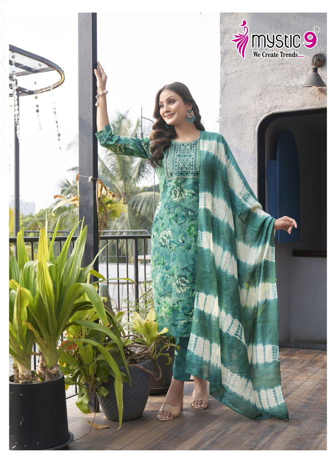 Sabri Vol 4 By Mystic 9 Rayon Printed Kurti With Bottom Dupatta Suppliers In India